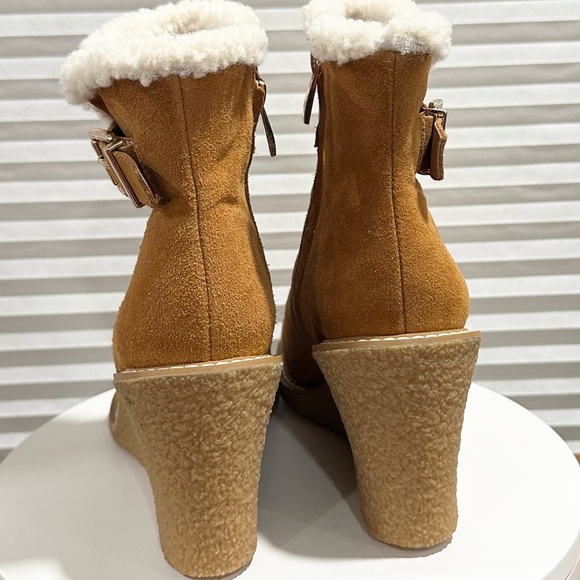 🌸FRANCO SARTO🌸 Ulayna Black Suede Ankle Wedge Boots Size: 9M - Picture 5 of 11